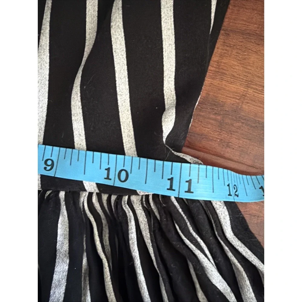 Pinup Couture Dress XS Black White Stripe Fit Flare Midi Pockets Lined Boning